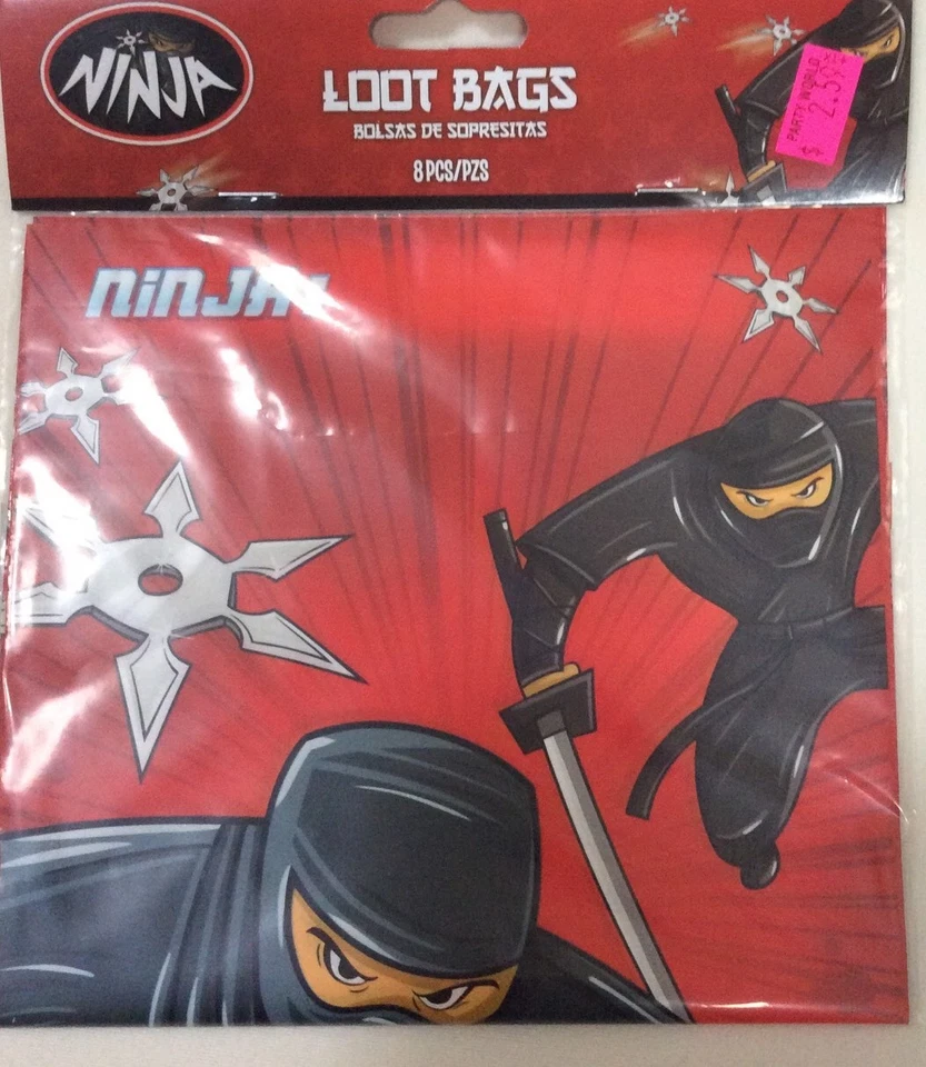 Bolsas de botín de cumpleaños Ninja para niños 8ct. Foto 1 de 1