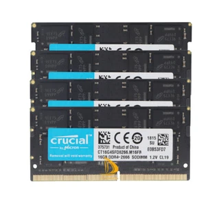 Crucial DDR4 RAM 64 GB 4 x 16 GB 2RX8 2666V PC4-21300 1.2V SO-DIMM Laptop、Memory - Picture 1 of 5