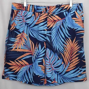 Speedo Men's Large Blue Swim Shorts with Blue and Peach Leaves - Picture 1 of 9