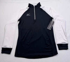 NEW MIZUNO Small Black/White DRYLITE ELITE9 PRIME 1/2 ZIP PULLOVER TOP DIVA - Picture 1 of 13