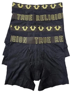 4 Pack TRUE RELIGION Men MEDIUM 32-34" COTTON FLY STRETCH BLACK Boxer Briefs $49 - Picture 1 of 3