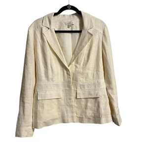 Coldwater Creek Blazer Damen Größe 10 Creme 100% Leinen Langarm - Bild 1 von 7