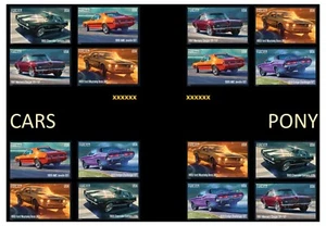 US 5715a-5719a 5719c Pony Cars imperf NDC cross gutter block 16 MNH 2022 - Picture 1 of 1