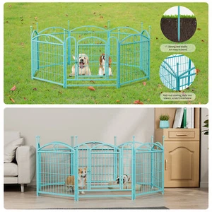 Dog Playpen Indoor 24 inch 8 Panels Metal Dog Pen Pet Dog Fence Outdoor Exerci - Picture 1 of 17