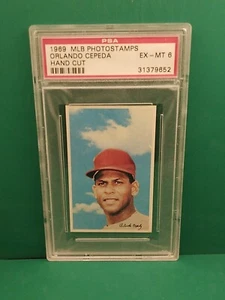 1969 MLB Photostamps ORLANDO CEPEDA Hand Cut Graded PSA 6 - Picture 1 of 2