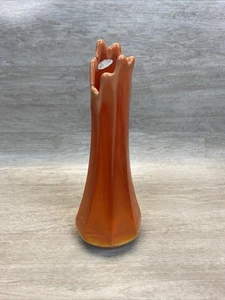 Vintage LE Smith Fayette Bittersweet Orange Swung Glass Vase 11 Inch WOW - Picture 1 of 14