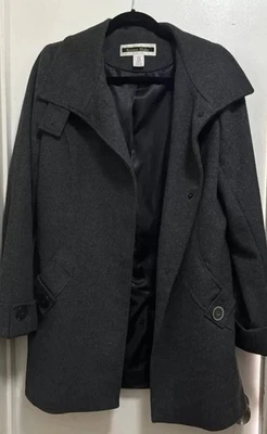 Kristen Blake Australian Wool Blend Gray Lined Buttons Pockets Coat Sz M - Image 1 of 4