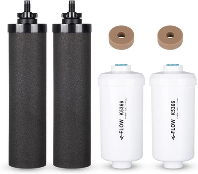 BRANDED 4 Pack Set-Berkey PF-2 Fluoride Water Filters and Berkey Black Carbon BB9-2