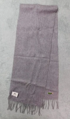 Bufanda vintage unisex Lacoste 95 % lana 5 % cachemira 60"x11" 3" flecos clásica preppy Foto 1 de 4