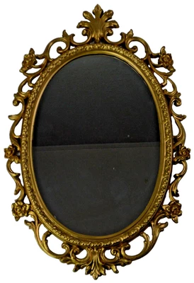 Vintage Large Syroco Oval Wall Mirror Hollywood Regency Gold Ornate Baroque Goth - Image 1 of 4