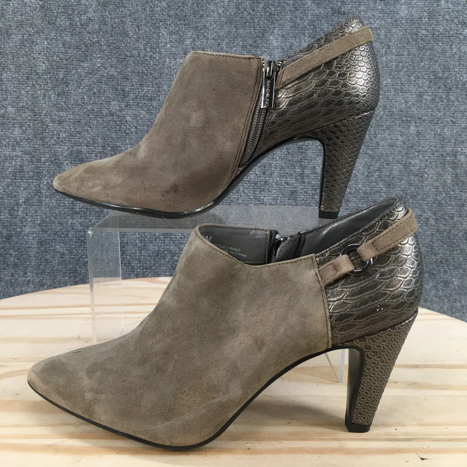 Botas Bandolino Mujer 7.5 M Kaeto Botín Cuero Marrón Punta Punta Cono Tacones Foto 1 de 4