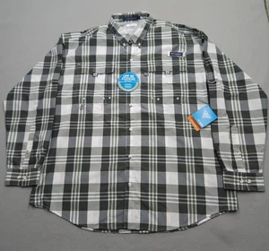 NUEVA Camisa Columbia Para Hombres XL Gris Super Bahama Abotonada Manga Larga Pesca PFG - Imagen 1 de 10