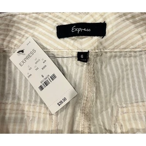 Express Vintage Striped Micro Shorts Size 6 Ribbon Belt - Picture 1 of 7