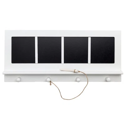 Tafel Kreide Wandboard Wandregal Küche Board Wandhaken Geschirrtuch Holz weiß - Bild 1 von 3