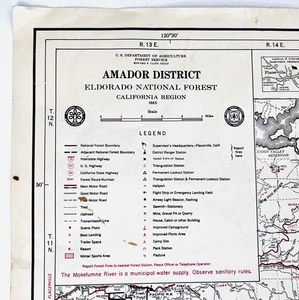 Vtg Map Amador District El Dorado National Forest California 1966 US Dept Agri - Picture 1 of 13