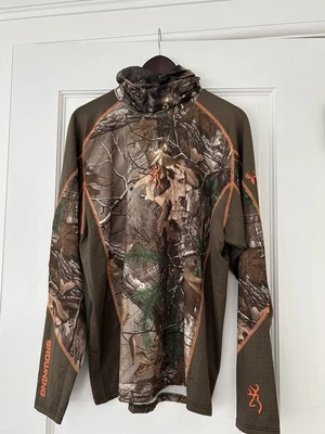 lot Browning men L Real TreeX camo long sleeve hunting Tshirt face neck gaitor - Image 1 of 4