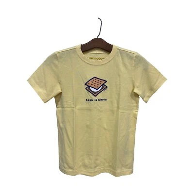Camiseta Life Is Good Less Is Smore Crusher Niños Mediana Arena Amarillo Algodón NUEVA Foto 1 de 4
