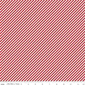 Christmas Fabric Candy Cane Stripe Pixie Noel Red Cotton Riley Blake By Yard - Picture 1 of 1