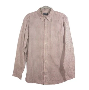 Chaps Checked Shirt Size L Red Black White Plaid Preppy Smart Pocket Button Down - Picture 1 of 12