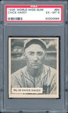 1936 V355 World Wide Gum #94 Chick Hafey (Cincinnati Reds) PSA 6 POP 1