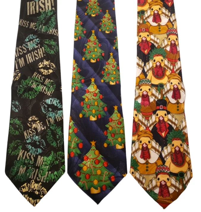 Christmas Thanksgiving St. Patrick's Ties #62B - Lot of 3 Novelty Neckties NWT - Image 1 of 1