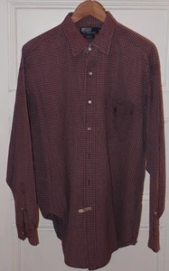 Camisa Bradfield Polo Ralph Lauren Para Hombre Roja Azul Blanca A Cuadros Botón Delantero Talla L - Imagen 1 de 5