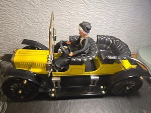 dolls house transport yellow vintage open top 4 seater saloon car/driver 1.12th - Picture 1 of 6