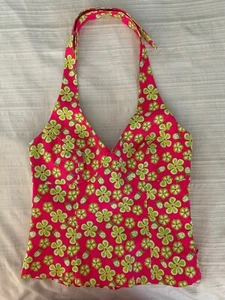 Lilly Pulitzer Gr. 4 Neckholder Top rosa grün Blumenmuster seitlicher Reißverschluss gefüttert dehnbar - Bild 1 von 6
