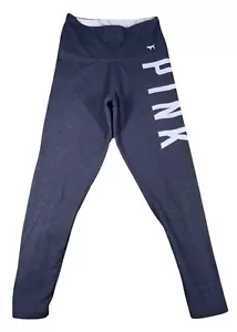 Leggings ROSA Victoria's Secret S grigio incrociato alla caviglia piega vita logo - Foto 1 di 11