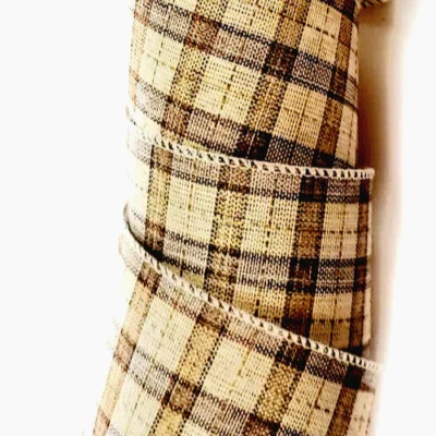 Cinta con cable beige tostado marrón a cuadros 2,5" por 2 yardas otoño tonos sutiles neutros Foto 1 de 4