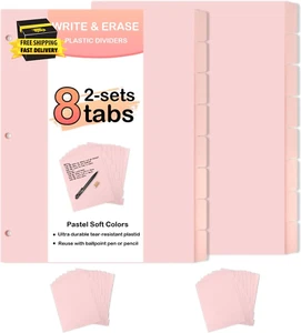 3 Ring Pink Binder Dividers with 16-Tabs, A4 Pink Binder Dividers, Sturdy Plasti - Picture 1 of 7