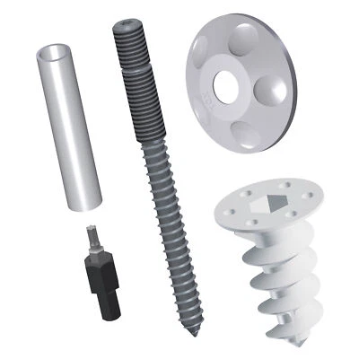 TOX-DÜBEL-TECHNIK GMBH TOX Fallrohrbefestigung Thermo Vario Set Dübel Stockschraube Abdeckkappe 4 Stück