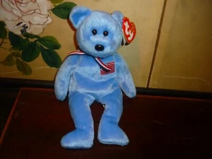 Seltene TY Beanie Baby America der Bär Plüsch mit Fehlern  - Bild 1 von 4