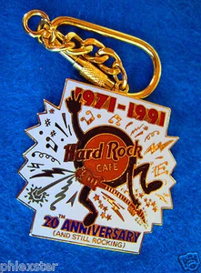 HRC 20º ANIVERSARIO LOGOTIPO MUSICAL HOMBRE BAILE LLAVERO Hard Rock Café - Imagen 1 de 1