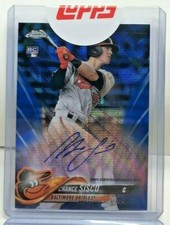 Chance Sisco 2018 Topps Chrome Blue Wave Refractor RC Autograph Car #' D