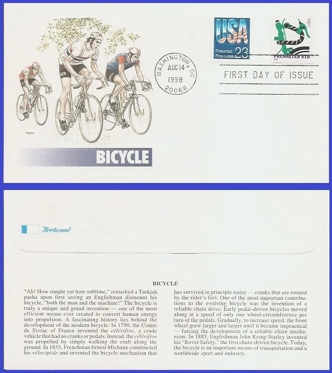 USA6 #3229 U/A FLEETWOOD FDC   Modern Bicycle - Image 1 of 1