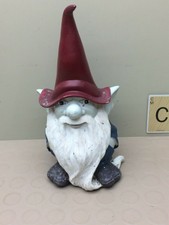 Yard or Garden Sitting Gnome w Pointy Red Hat and Long White Beard -  Dwarf 