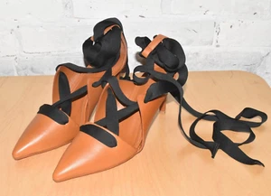 Tacones altos Ulla Johnson de cuero marrón suave punta puntiaguda talla 6 nuevos sin etiquetas - Imagen 1 de 9