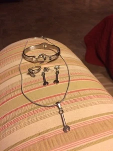 SS Unique And Fabulous Wrench Jewelry Set Silver Tone Ring Earring - Picture 1 of 9
