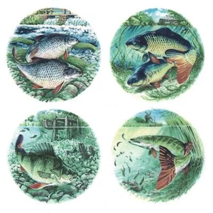 Ocean Fish Set of 4 Overglaze Waterslide Ceramic Decals - Picture 1 of 4