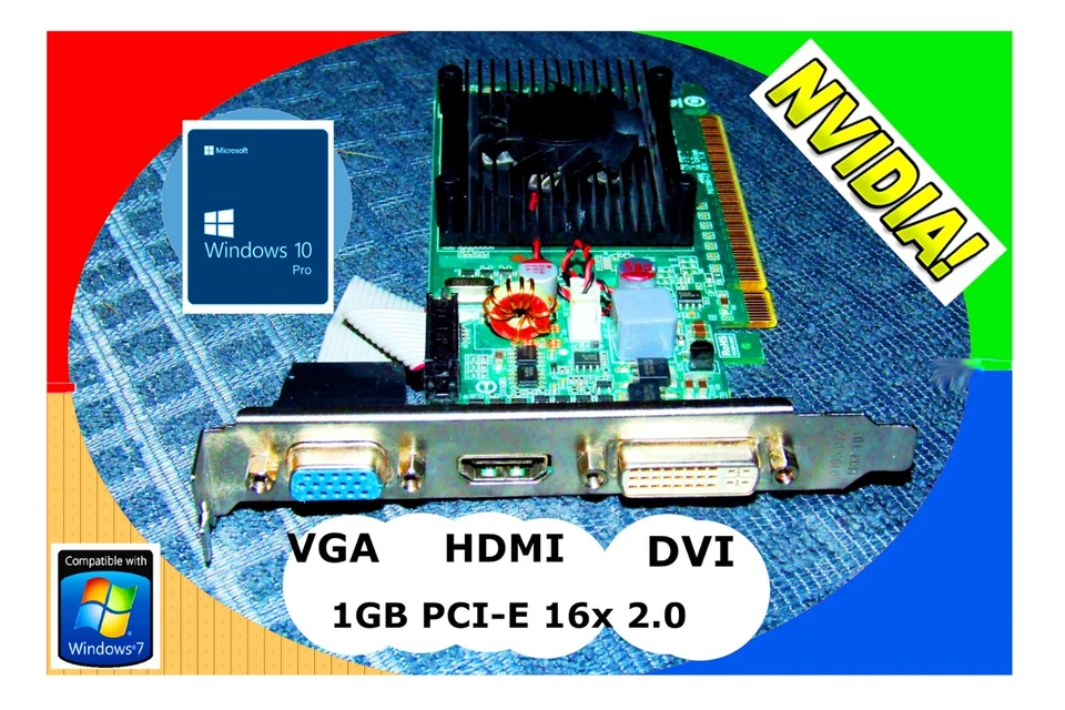 1GB ✔️ HDMI - DVI - VGA 1GB PCI-E 16x 2.0 EVGA Video Card. Driver DVD. - Image 1 of 4