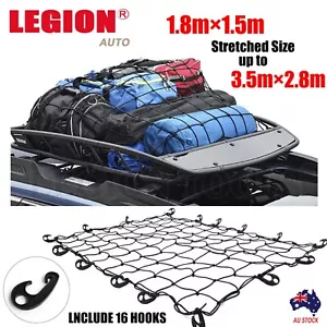 Cargo Net UTE Trailer Car Net 1.8Mx1.5M Mesh Bungee Cord 16Pcs Hook - Picture 1 of 6