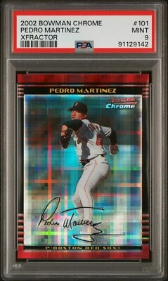 2002 BOWMAN CHROME XFRACTOR #101 PEDRO MARTINEZ SP #/250 GRADED PSA 9 MINT - Image 1 of 2