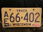 License Plate Truck Wisconsin 1993