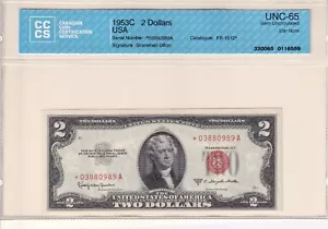 $2 1953C United States STAR Note, Fr #1512, CCCS 65 (61524) - Picture 1 of 2
