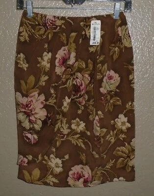 Falda envolvente sintética 100 % seda Dana Buchman floral pareo vintage forrada PETITE 2P nueva Foto 1 de 4