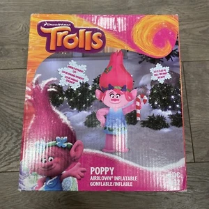 Gemmy Trolls Poppy LED 3.5' Airblown Inflatable Dreamworks Candy cane Christmas - Picture 1 of 1