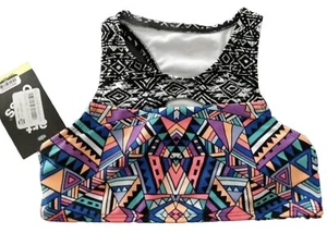 Art Class Girls Swimsuit Top Colorful Print & Black 3 Size Choose NWOT - Picture 1 of 3