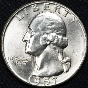 1957-D BU Uncirculated Washington Silver Quarter, Denver Mint - Picture 1 of 3