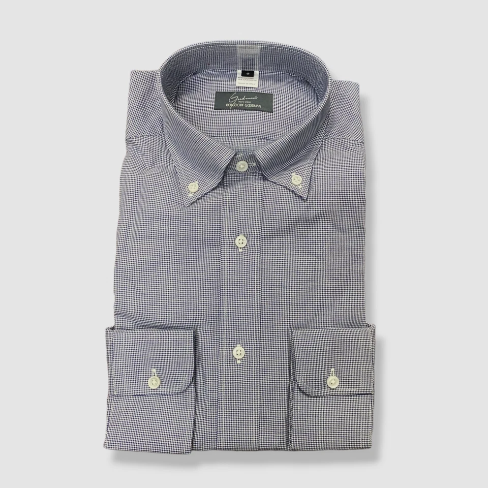 $325 Bergdorf Goodman Men's Blue Printed Long Sleeve Button-Up Shirt Size XXL Foto 1 de 1